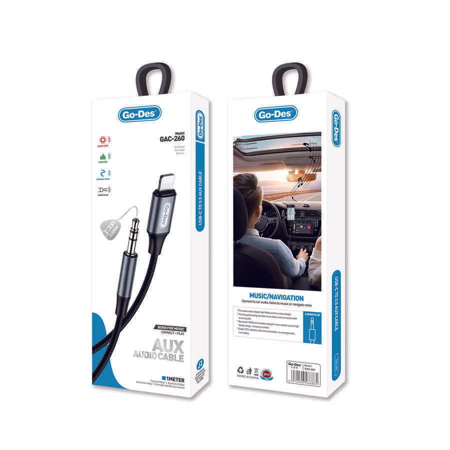 Go Des GAC-260 Lightning Aux Ses Kablosu 1 metre - 2 Go Des GAC-260 Lightning Aux Ses Kablosu 1 metre - 2